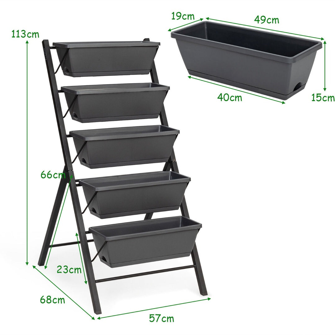 5-Tier Raised Garden Bed with Drainage Holes and Water Storage Bottom - TidySpaces