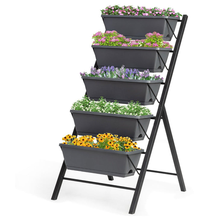 5-Tier Raised Garden Bed with Drainage Holes and Water Storage Bottom - TidySpaces