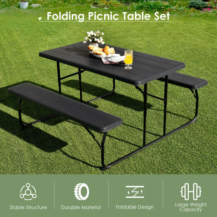 Foldable Picnic Table Bench Set with Anti slip Pads