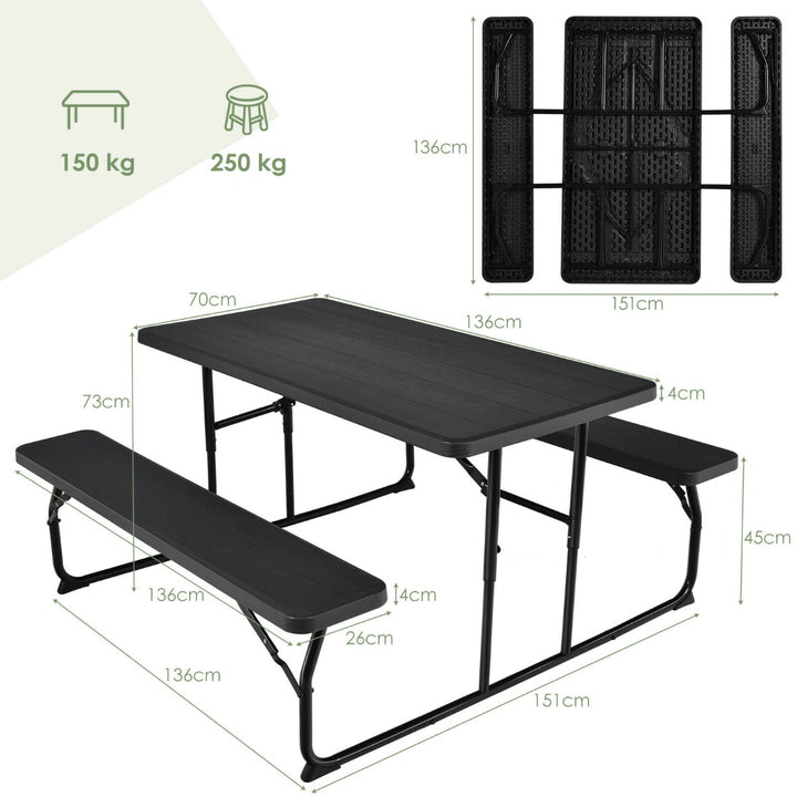 Foldable Picnic Table Bench Set with Anti slip Pads