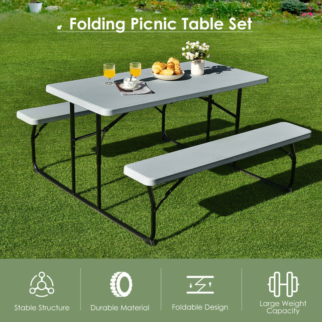 Foldable Picnic Table Bench Set with Anti slip Pads