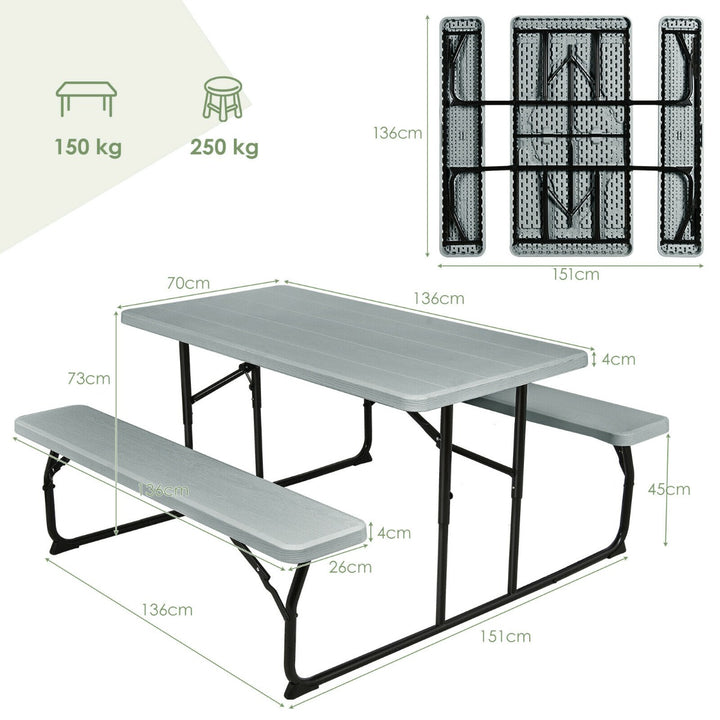 Foldable Picnic Table Bench Set with Anti slip Pads