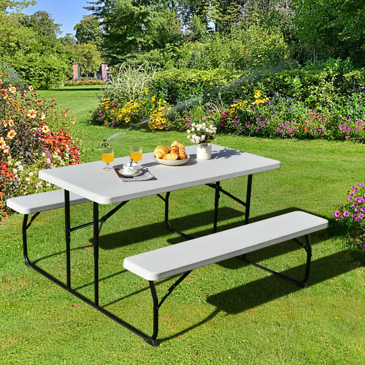 Foldable Picnic Table Bench Set with Anti slip Pads