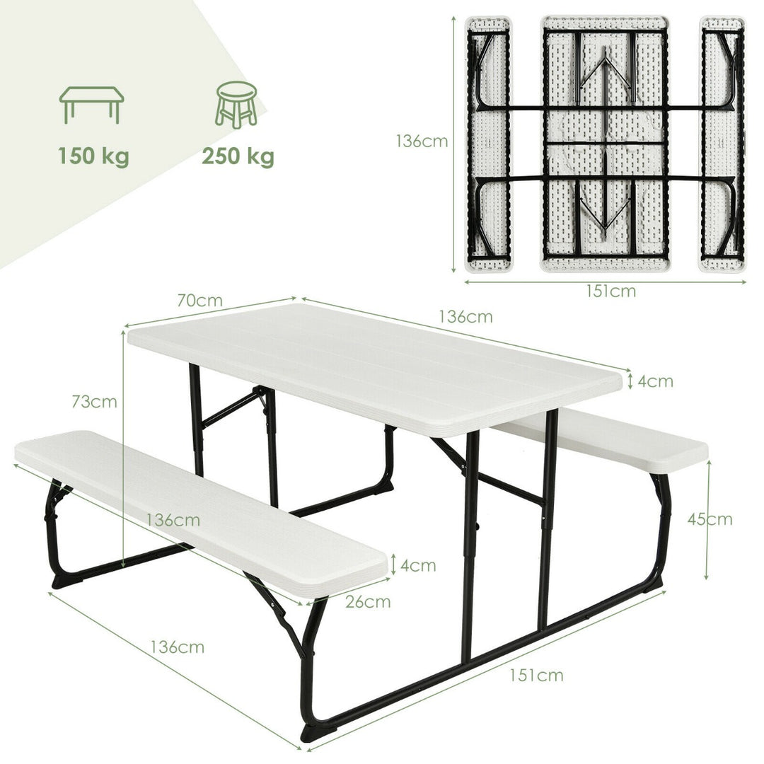 Foldable Picnic Table Bench Set with Anti slip Pads