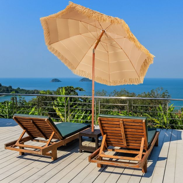 1.8m Portable Thatched Tiki Beach Umbrella with Adjustable Tilt
