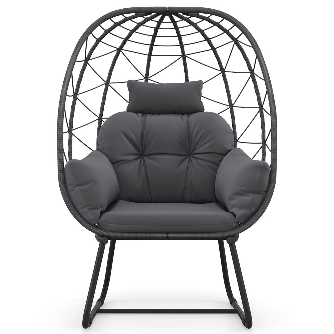 Indoor Outdoor Lounge Chair with Comfy Cushions and Sturdy Metal Frame