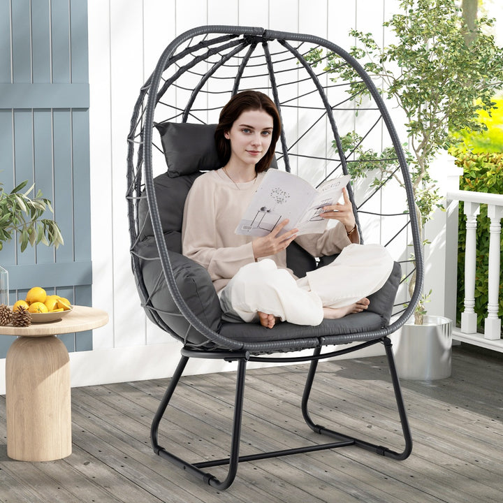 Indoor Outdoor Lounge Chair with Comfy Cushions and Sturdy Metal Frame