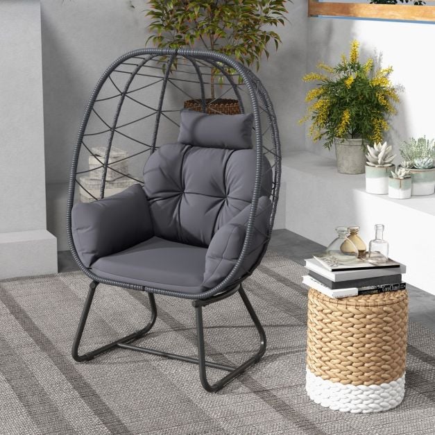 Indoor Outdoor Lounge Chair with Comfy Cushions and Sturdy Metal Frame