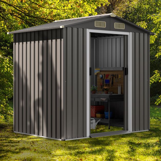 6 x 4 Feet Outdoor Metal Storage Shed with Ventilation Sliding Doors