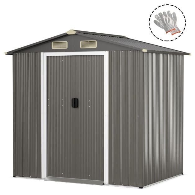 6 x 4 Feet Outdoor Metal Storage Shed with Ventilation Sliding Doors