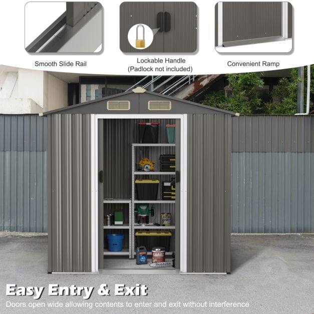6 x 4 Feet Outdoor Metal Storage Shed with Ventilation Sliding Doors