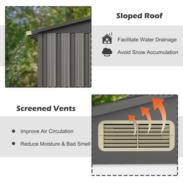6 x 4 Feet Outdoor Metal Storage Shed with Ventilation Sliding Doors
