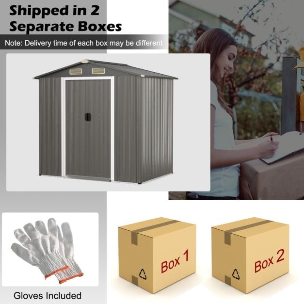 6 x 4 Feet Outdoor Metal Storage Shed with Ventilation Sliding Doors