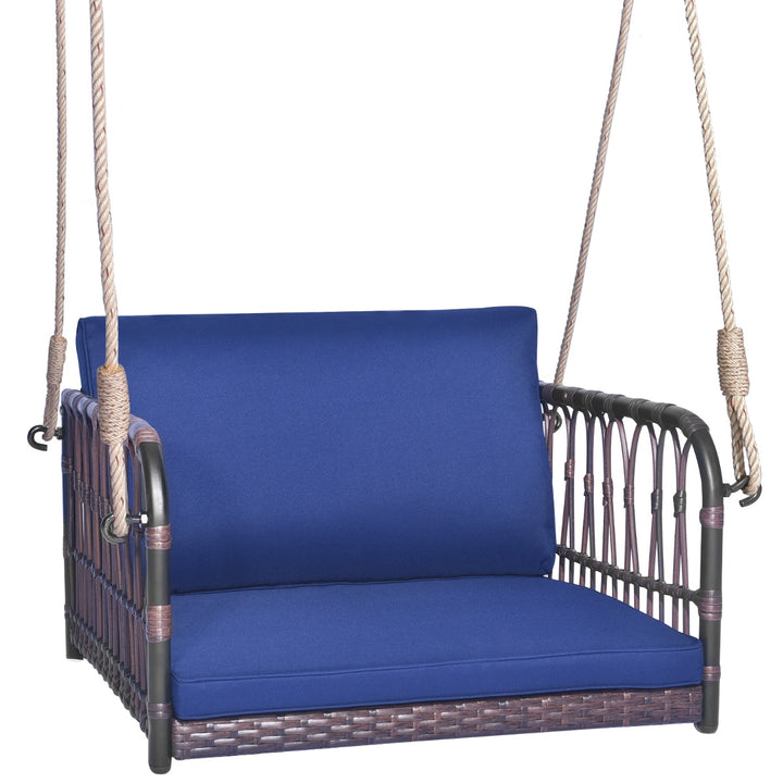 Patio Porch Swing Chair with Back and Seat Cushion for Patio Balcony Backyard-Navy - TidySpaces