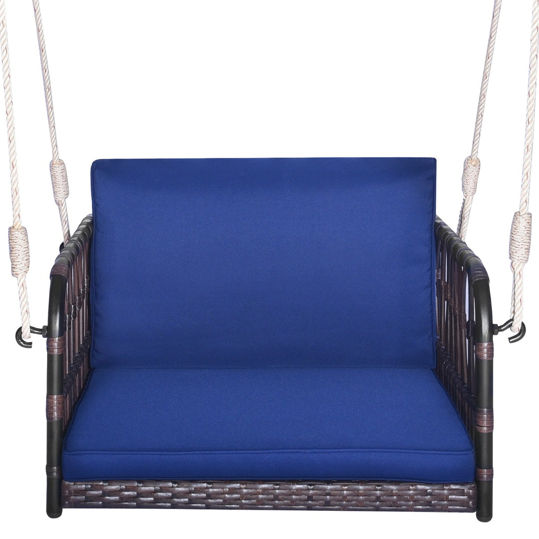 Patio Porch Swing Chair with Back and Seat Cushion for Patio Balcony Backyard-Navy