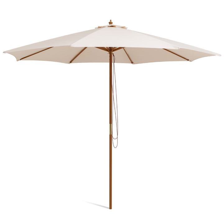 295 x 295 cm Patio Umbrella with Pulley Lift and Ventilation Hole-Beige
