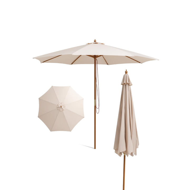 295 x 295 cm Patio Umbrella with Pulley Lift and Ventilation Hole-Beige
