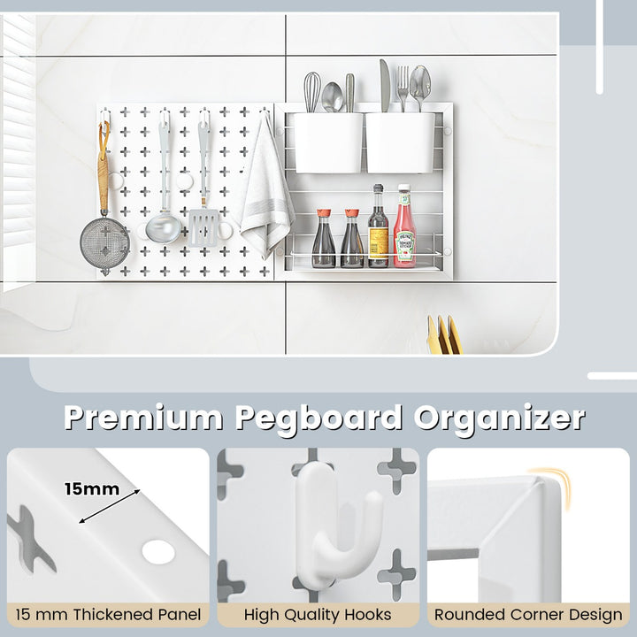 Pegboard Combination Wall Organizer Kit with 2 Pegboard Panels and Storage rack