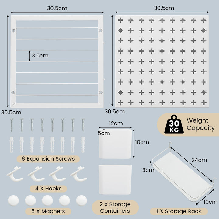 Pegboard Combination Wall Organizer Kit with 2 Pegboard Panels and Storage rack