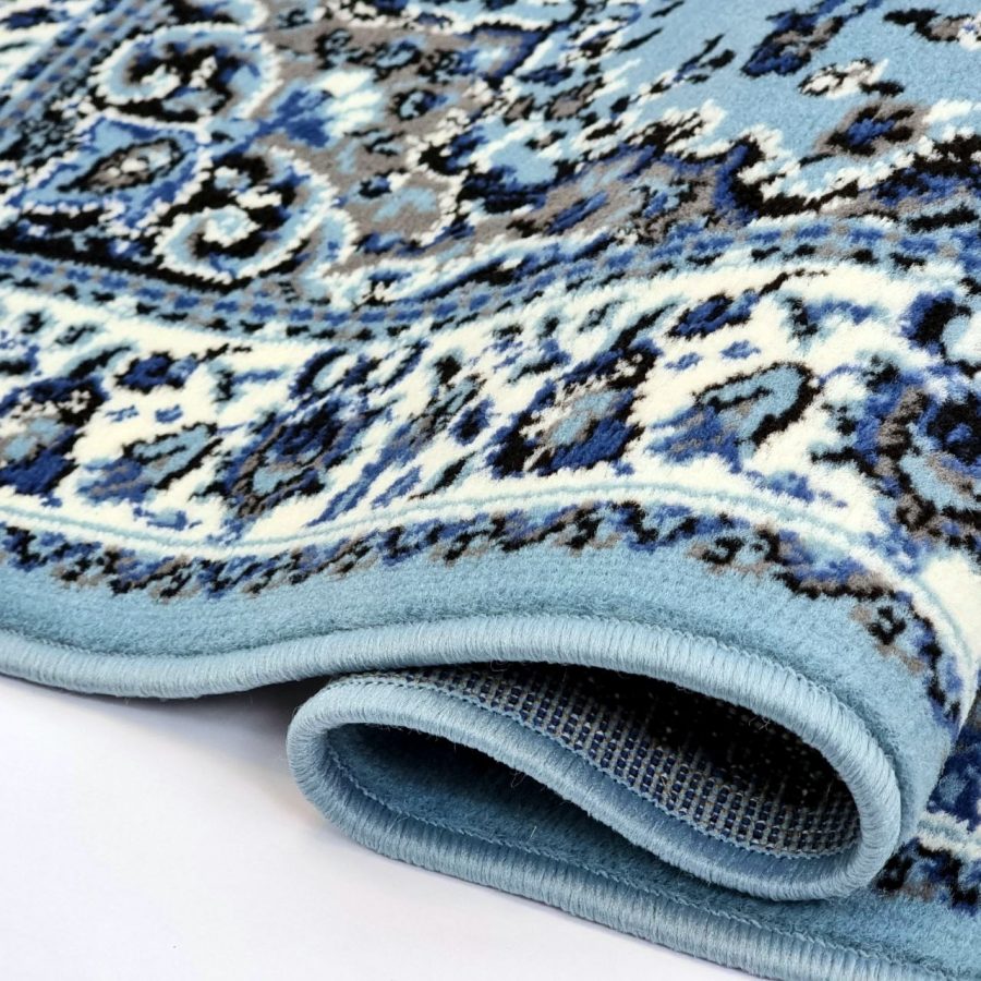 Traditional Rug Sky Blue Vintage Classic Design