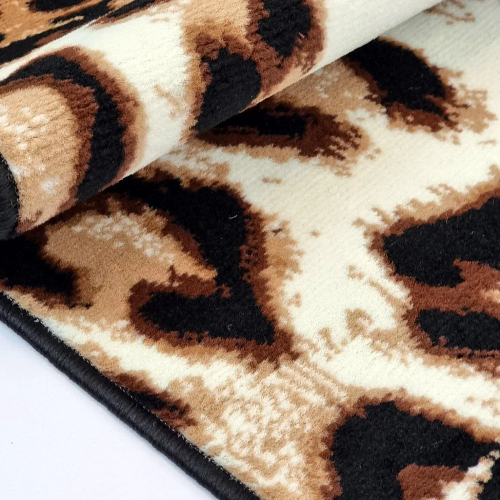 Safari Beige Rug Geometric Check Animal Print - TidySpaces