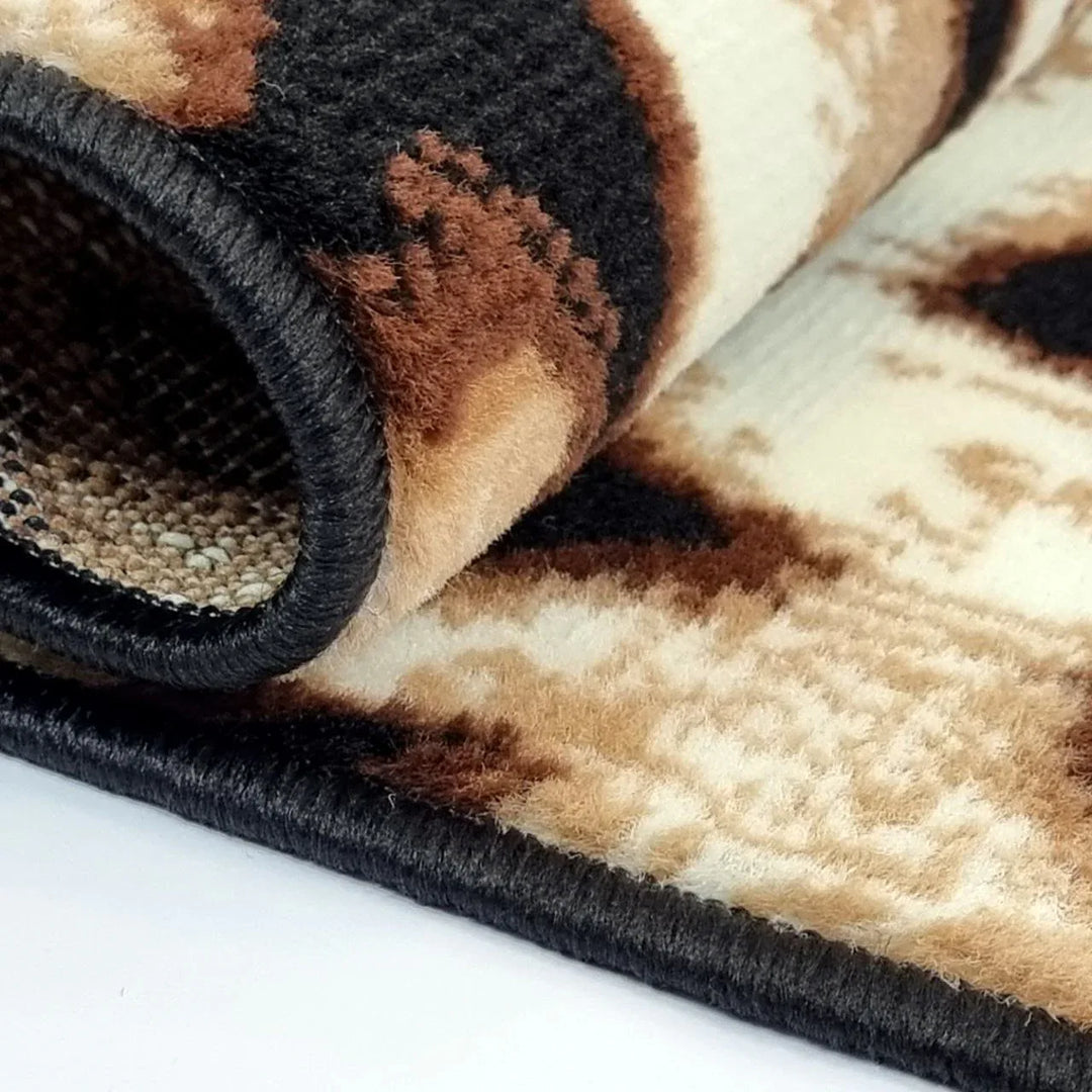 Safari Beige Rug Geometric Check Animal Print - TidySpaces