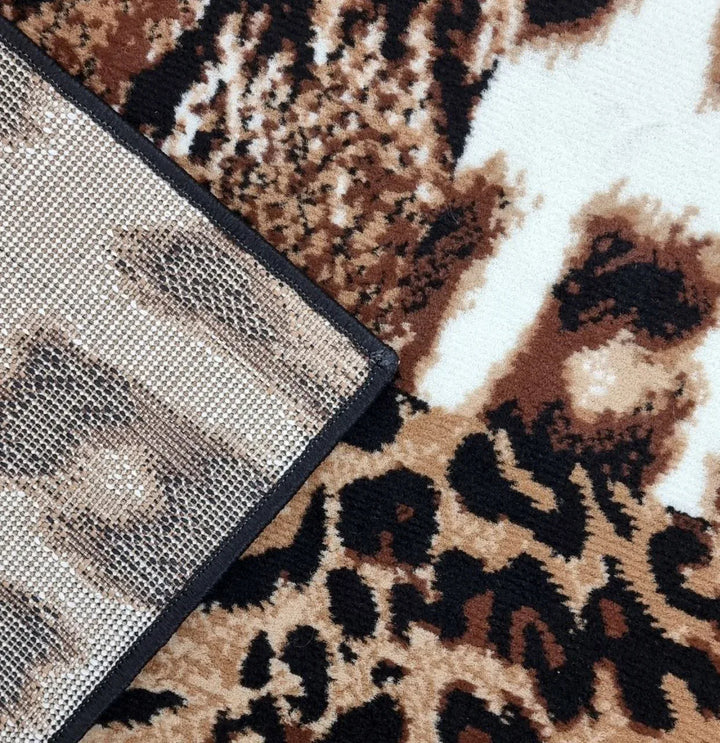 Safari Beige Rug Geometric Check Animal Print - TidySpaces