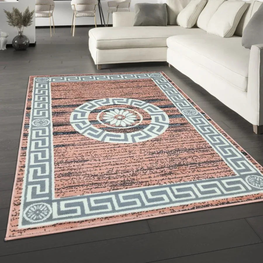 Oriental Border Mandala Pink Soft Rug – TidySpaces