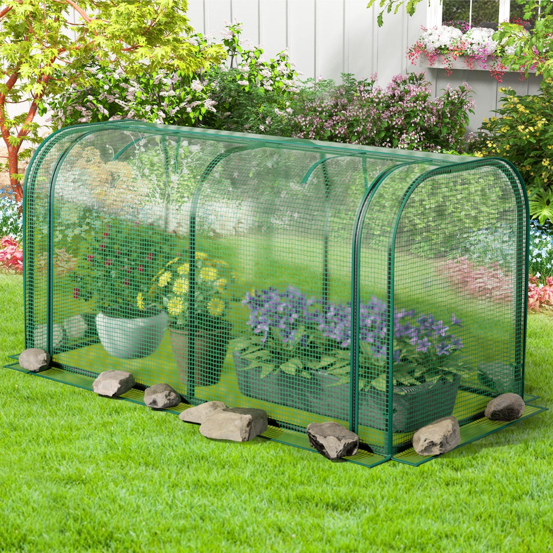 Portable Garden Patio Greenhouse with Roll-up Zipper Door and Waterproof Sun-Protective PE Cover - TidySpaces