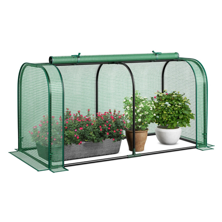 Portable Garden Patio Greenhouse with Roll-up Zipper Door and Waterproof Sun-Protective PE Cover - TidySpaces