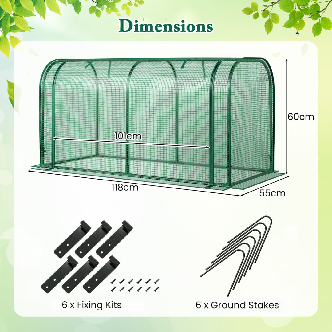 Portable Garden Patio Greenhouse with Roll-up Zipper Door and Waterproof Sun-Protective PE Cover - TidySpaces