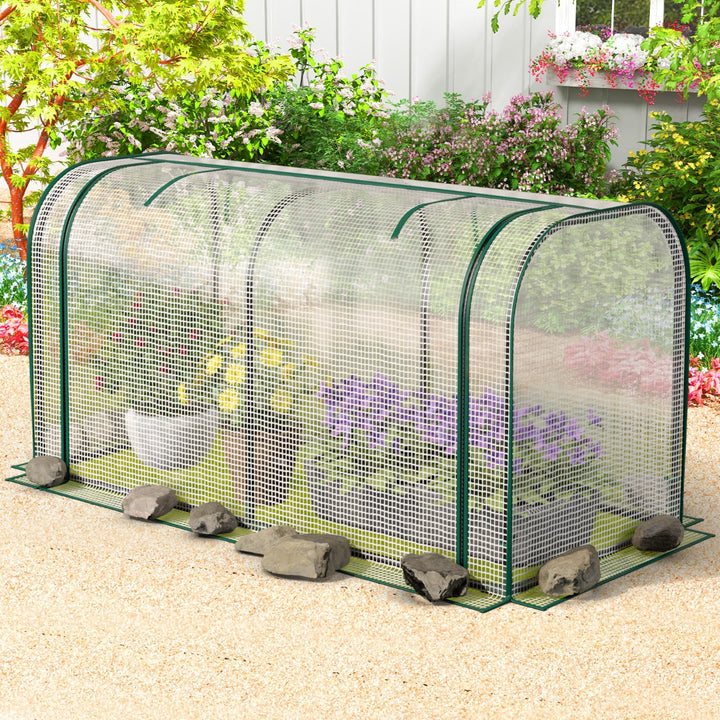 Portable Garden Patio Greenhouse with Roll-up Zipper Door and Waterproof Sun-Protective PE Cover - TidySpaces