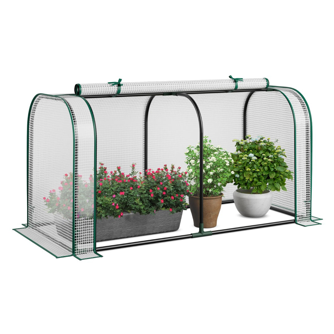 Portable Garden Patio Greenhouse with Roll-up Zipper Door and Waterproof Sun-Protective PE Cover - TidySpaces