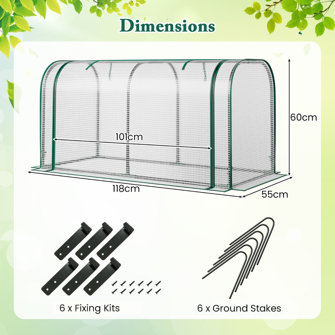 Portable Garden Patio Greenhouse with Roll-up Zipper Door and Waterproof Sun-Protective PE Cover - TidySpaces