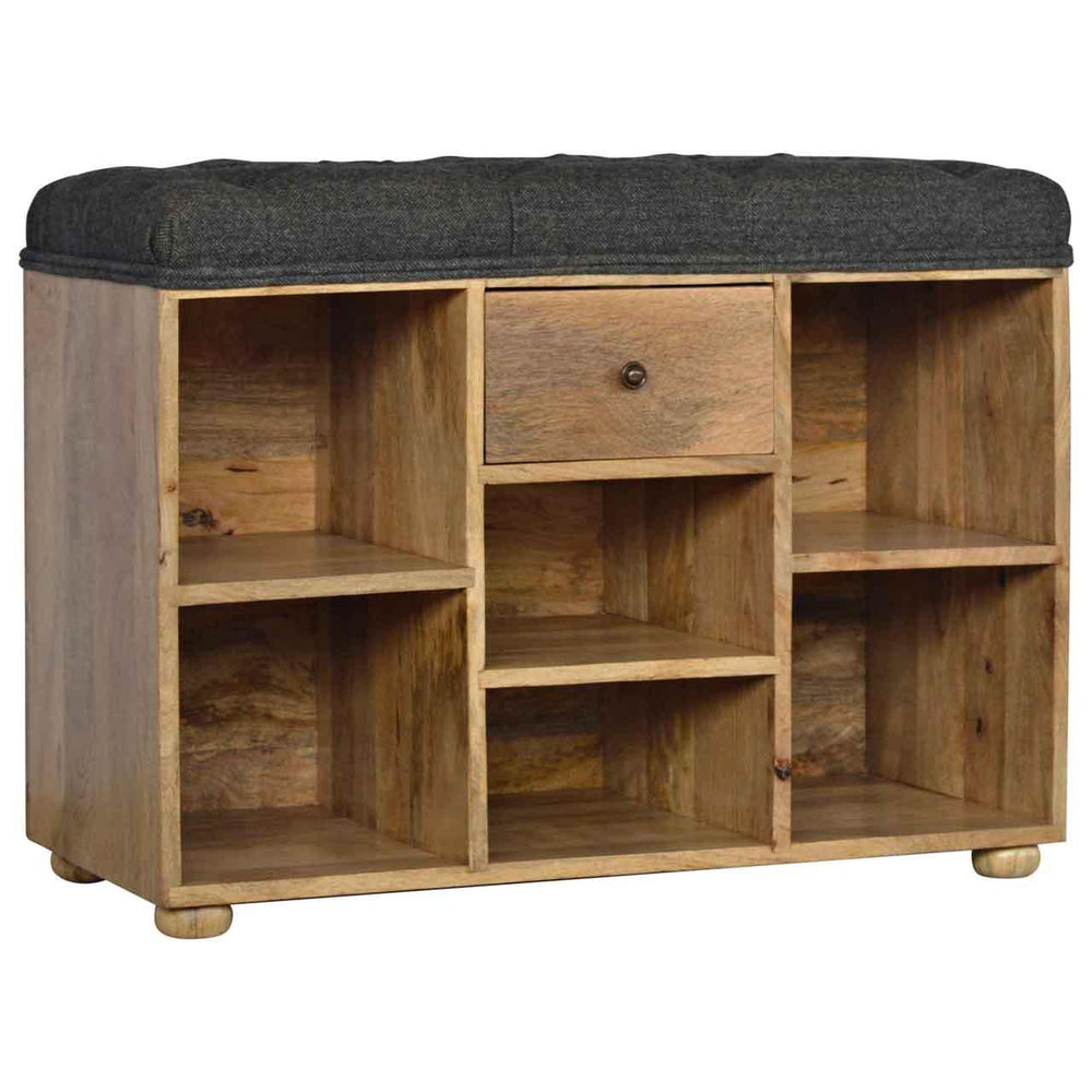 Black Tweed 1 Drawer Bench - TidySpaces