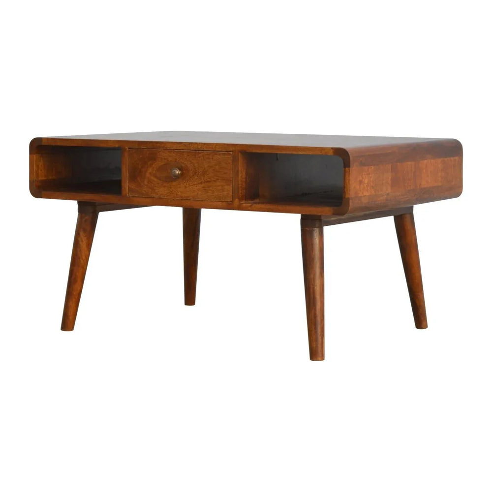 Curved Chestnut Coffee Table - TidySpaces