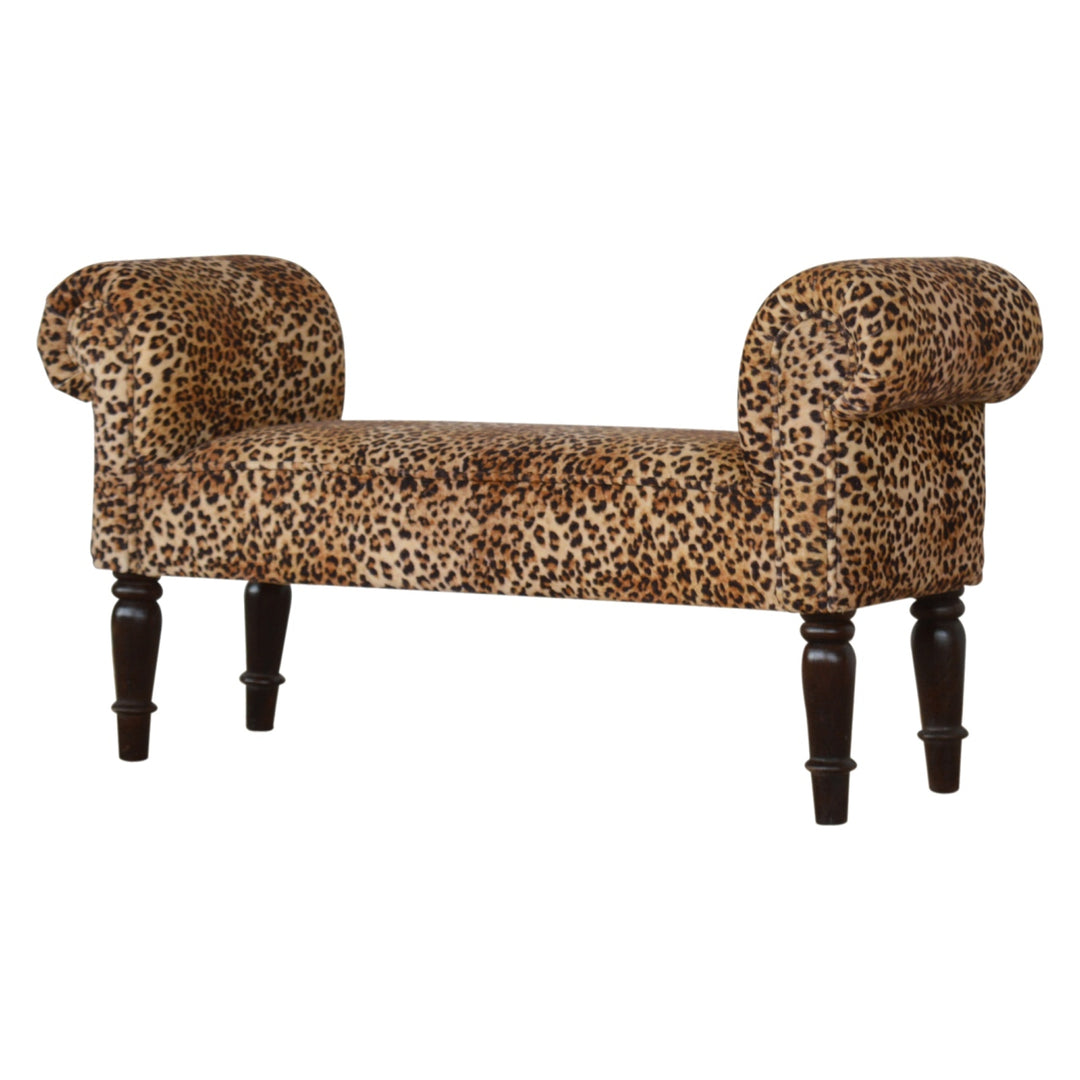 Leopard Print Velvet Bench