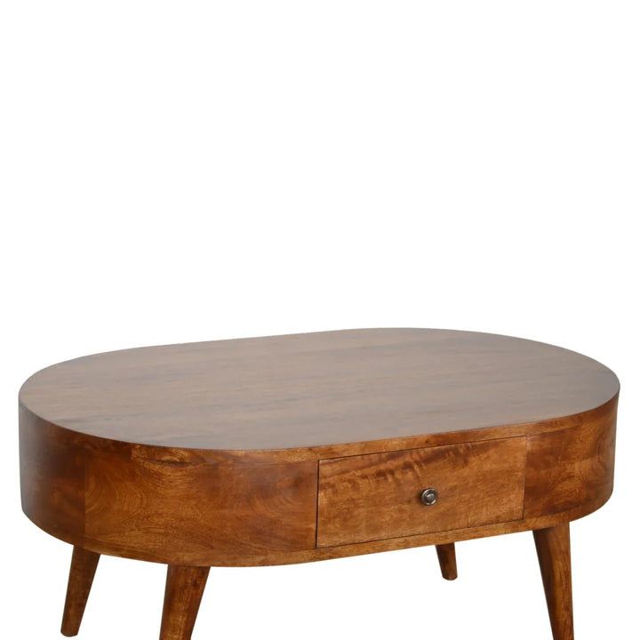 Chestnut Rounded Coffee Table - TidySpaces