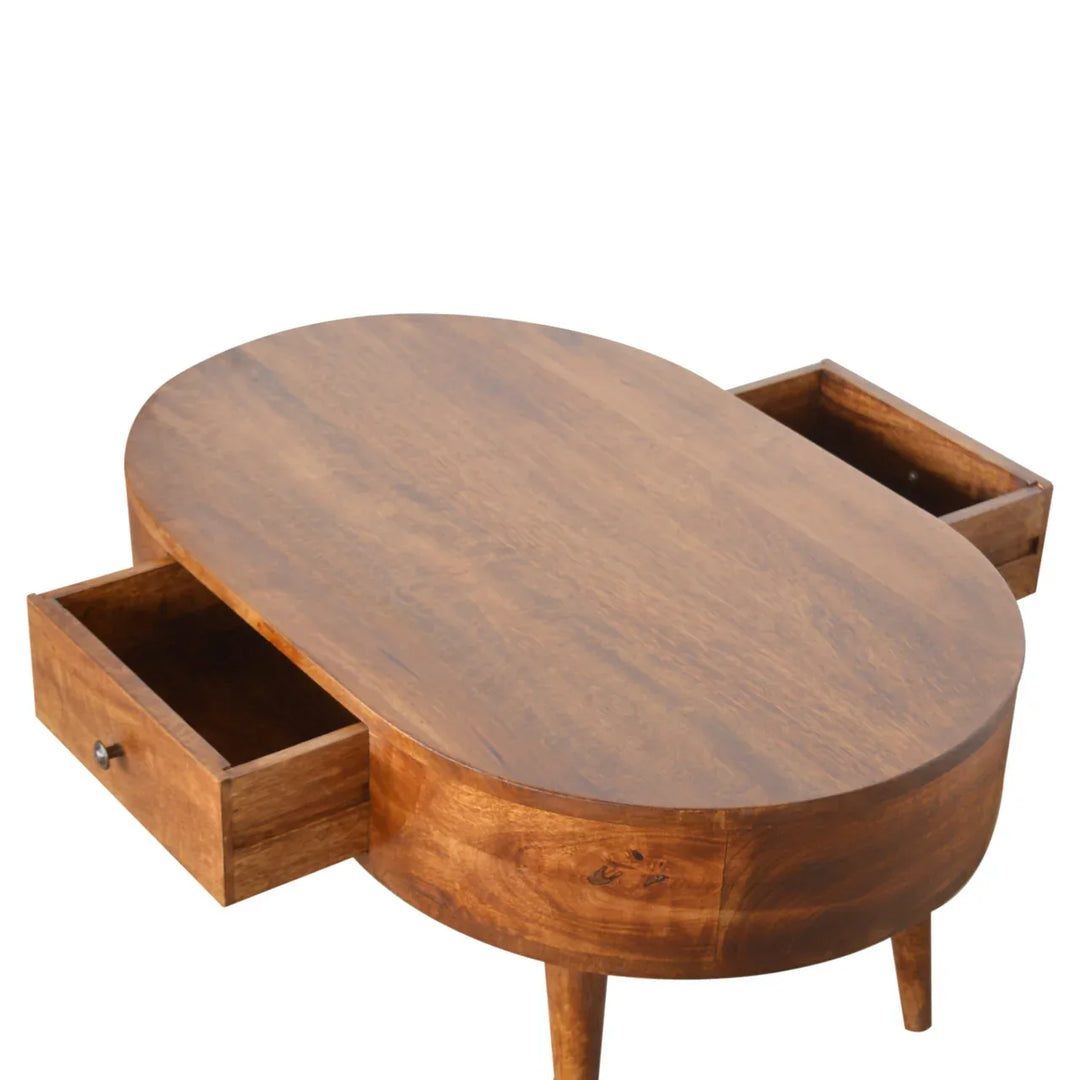 Chestnut Rounded Coffee Table - TidySpaces