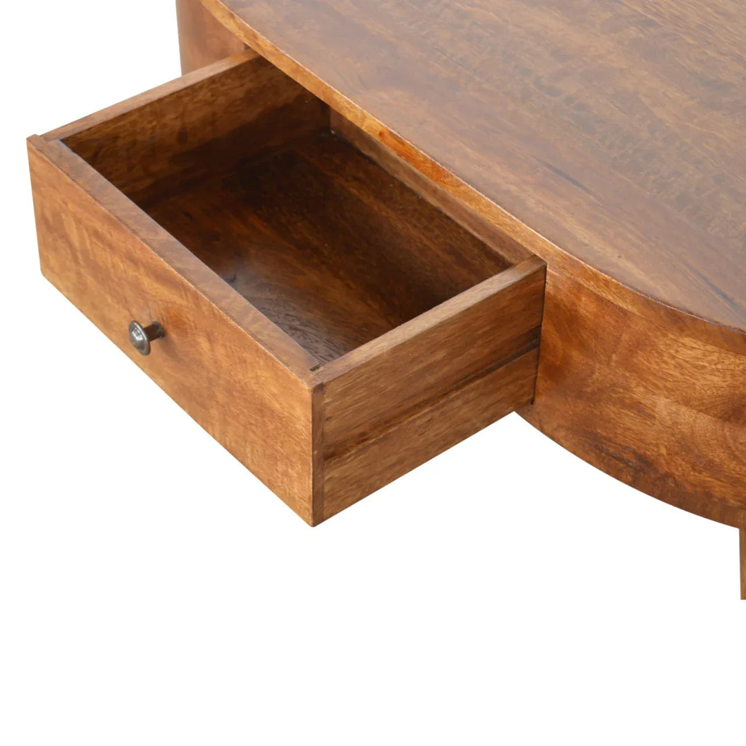 Chestnut Rounded Coffee Table - TidySpaces