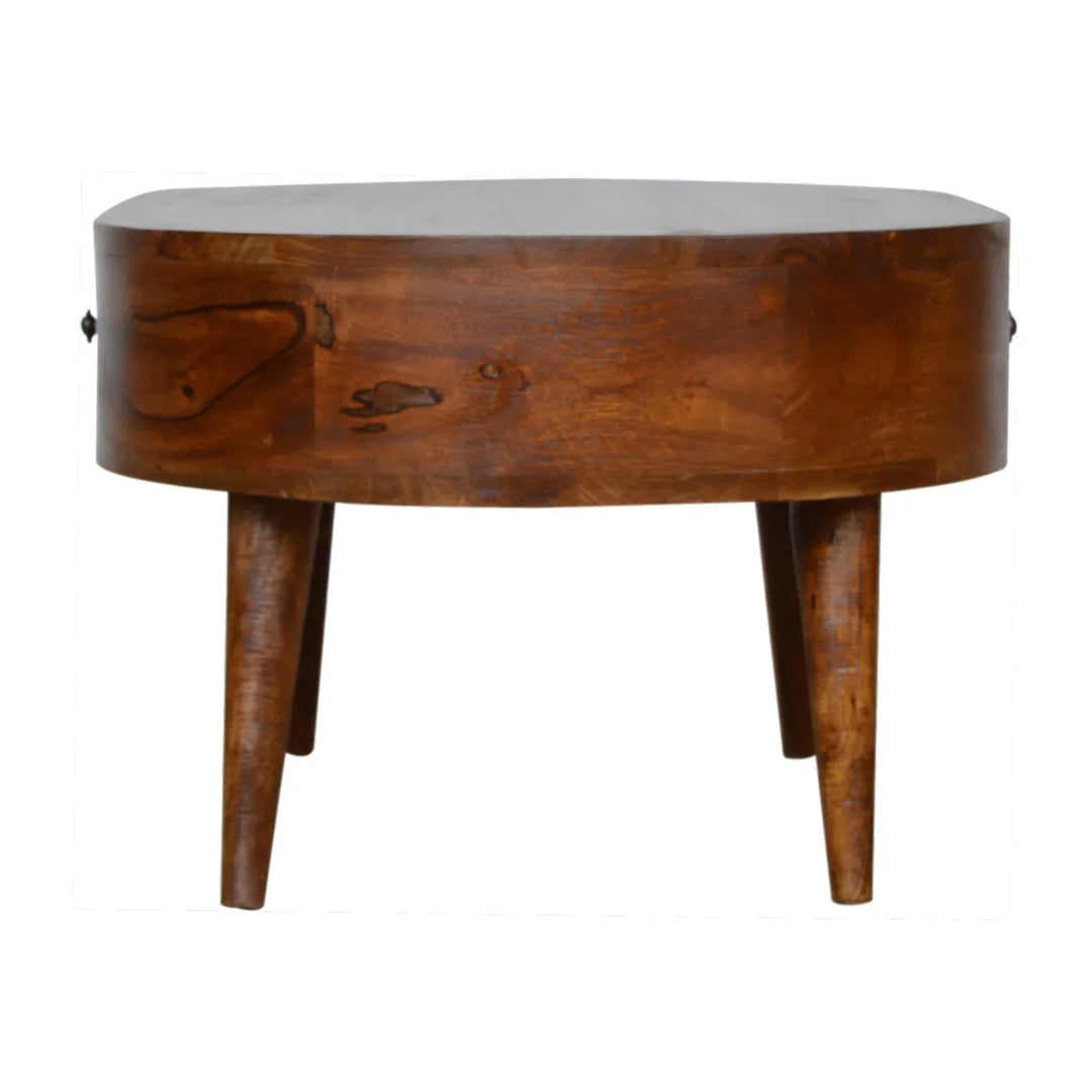 Chestnut Rounded Coffee Table - TidySpaces