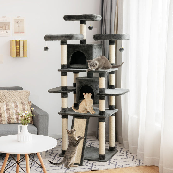 Cat Tree Condo wth Scratching Poles and Board