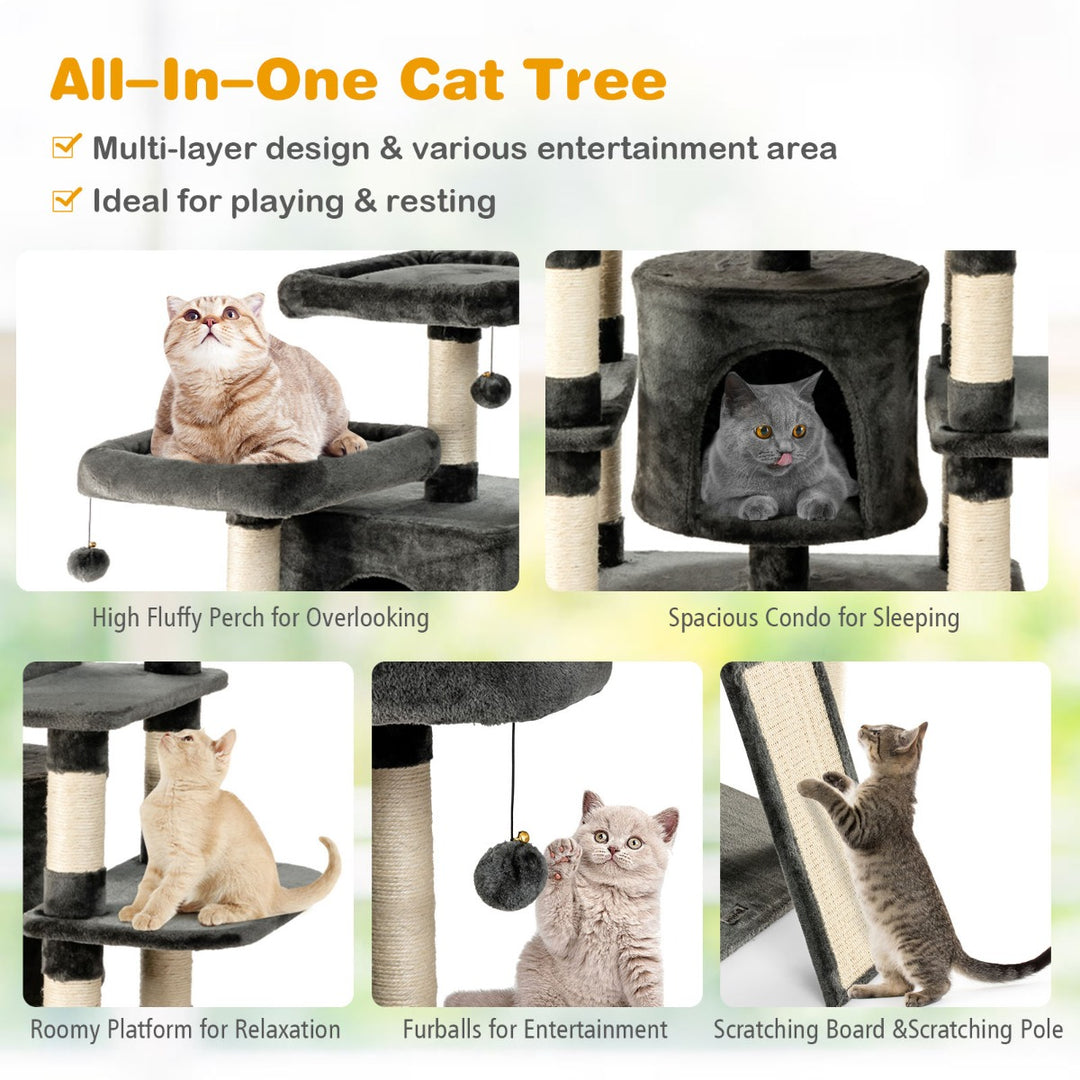 Cat Tree Condo wth Scratching Poles and Board