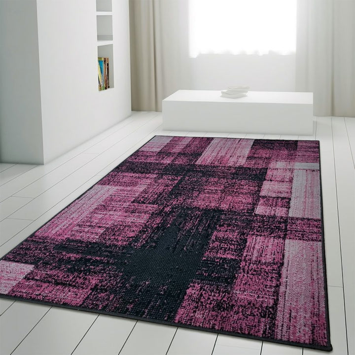 Modern Purple Black Abstract Geometric Soft Carpet