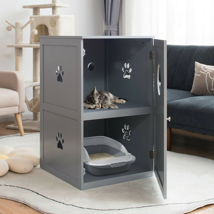 2 Tier Kitty Hidden Washroom Toilet with Entrance Hole and Door