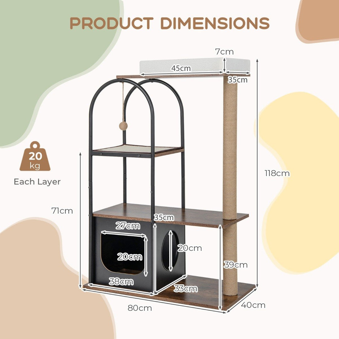 118 cm Tall Cat Tree Tower with Metal Frame