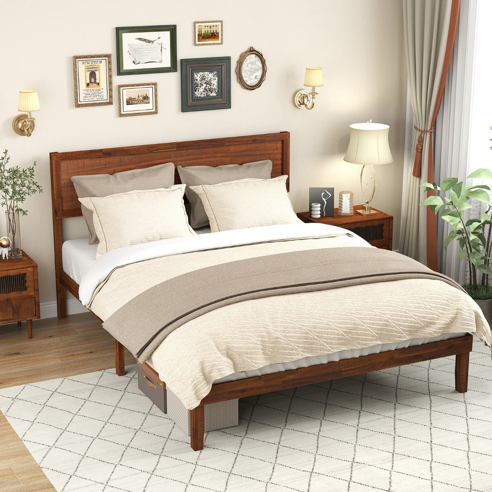Bed Frame with Headboard and Slats Support - TidySpaces