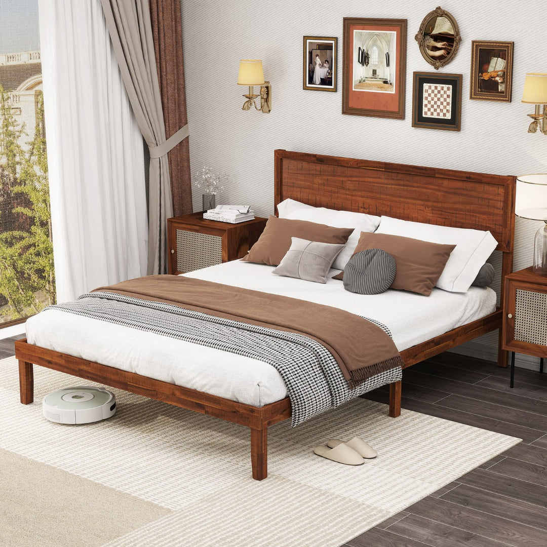 Bed Frame with Headboard and Slats Support - TidySpaces