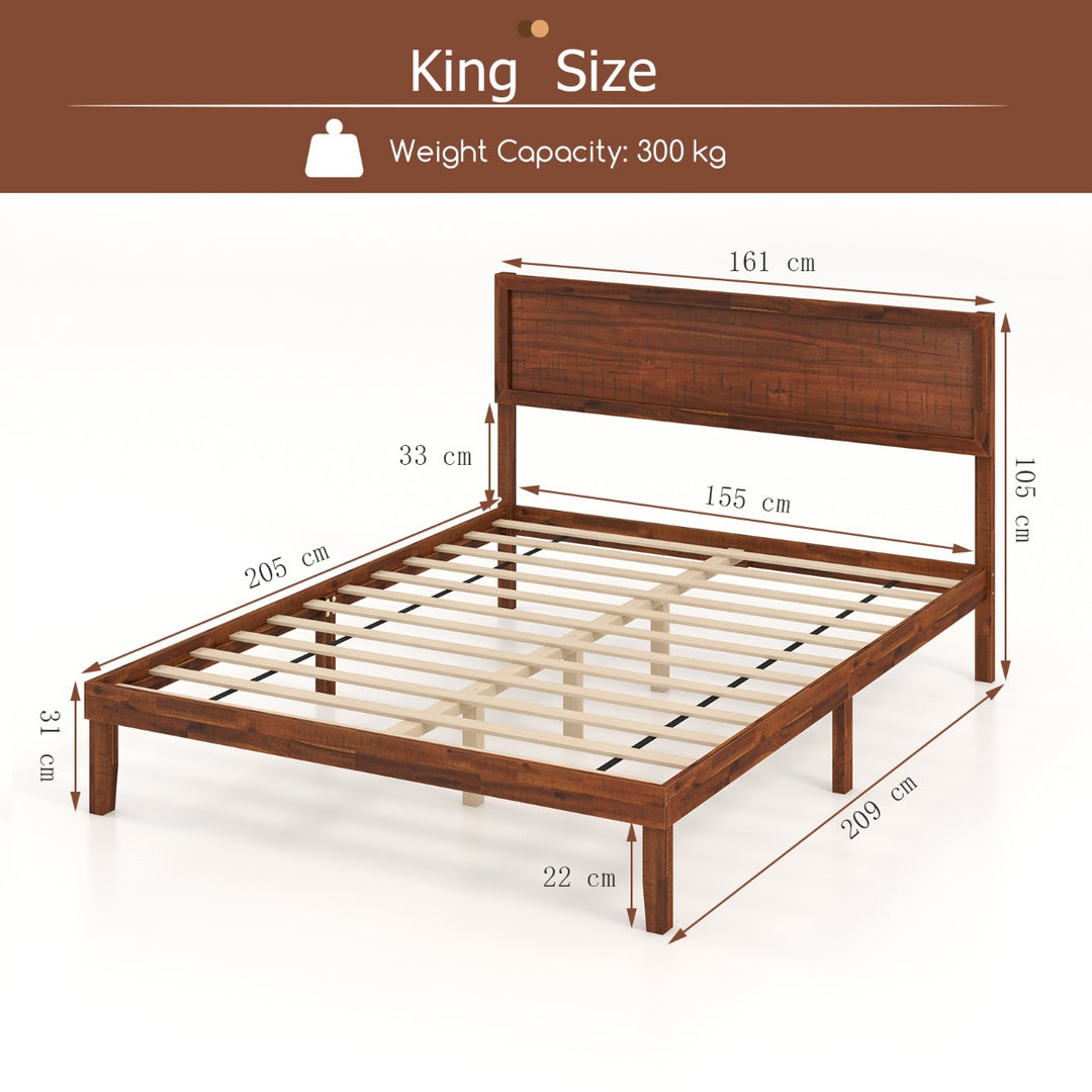 Bed Frame with Headboard and Slats Support - TidySpaces