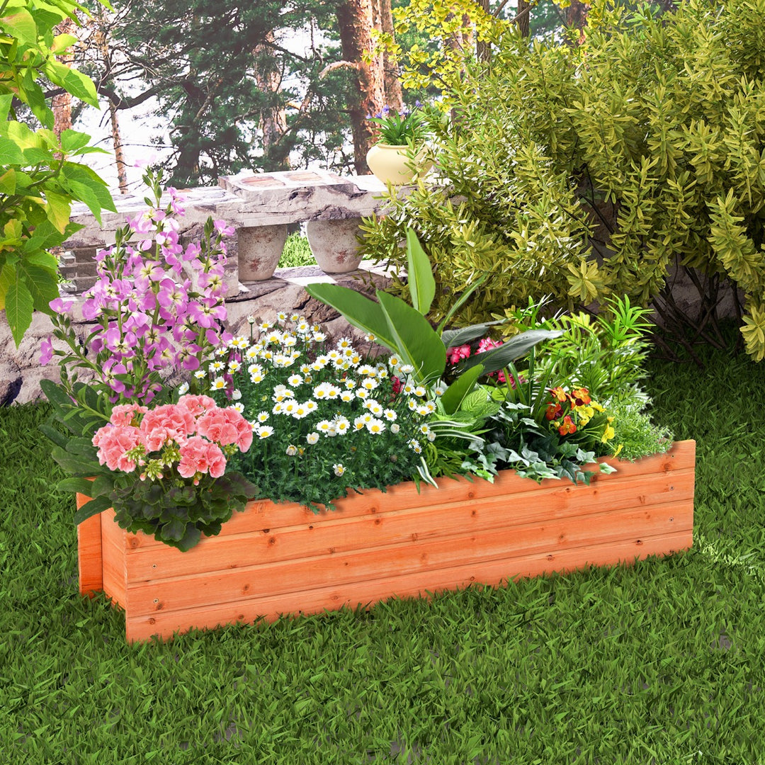 Fir Wood Planter Box with 2 Drainage Holes and 3 Added Bottom Crossbars-Orange - TidySpaces